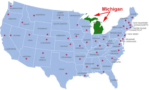 Landkarte USA - Michigan