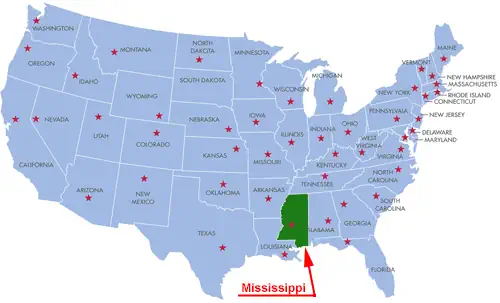 Landkarte USA - Mississippi