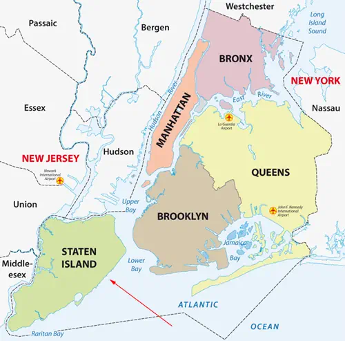 Karte der Boroughs von New York City - Staten Island