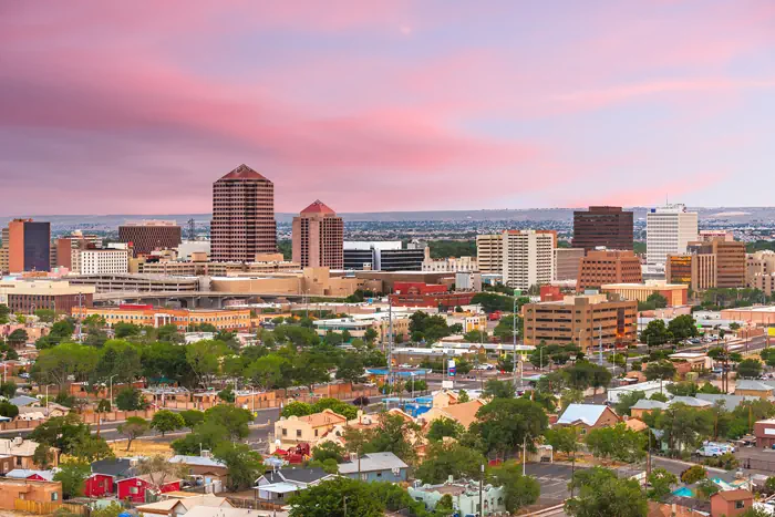 Stadtansicht von oben - Albuquerque in New Mexico