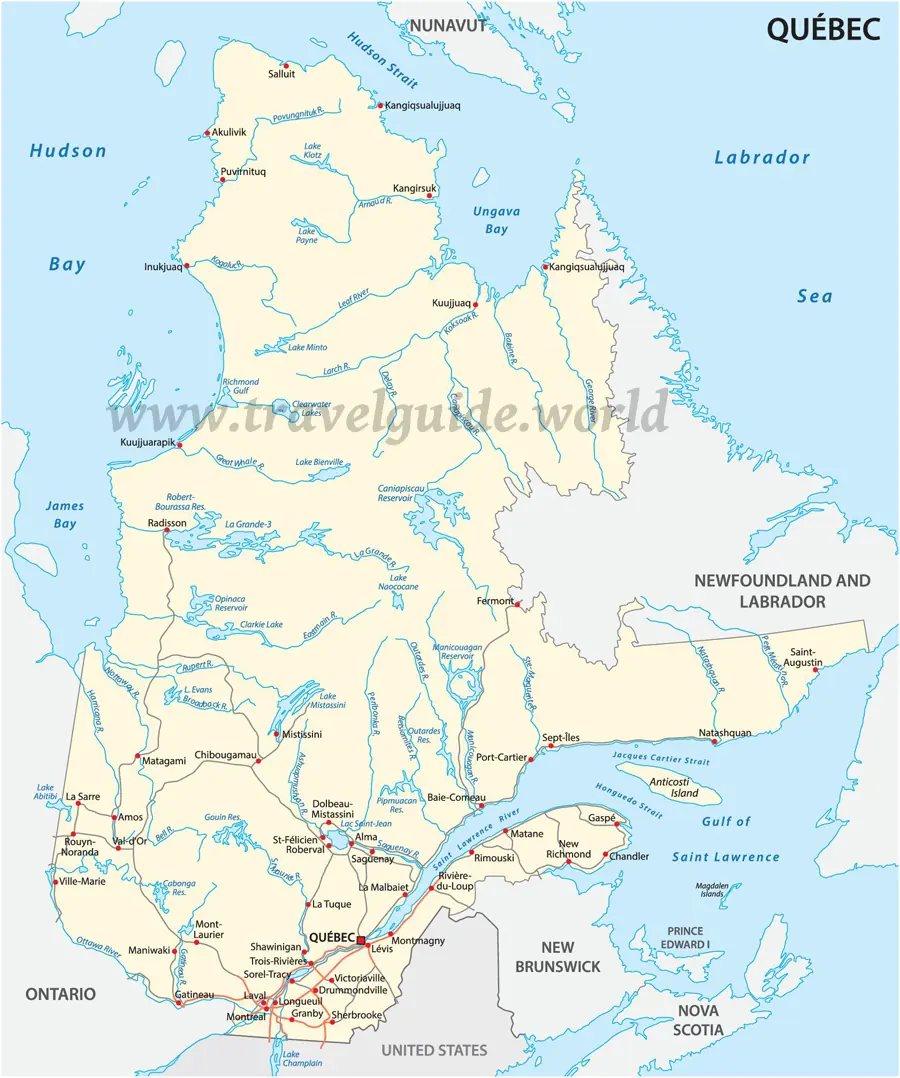 Landkarte der Provinz Quebec