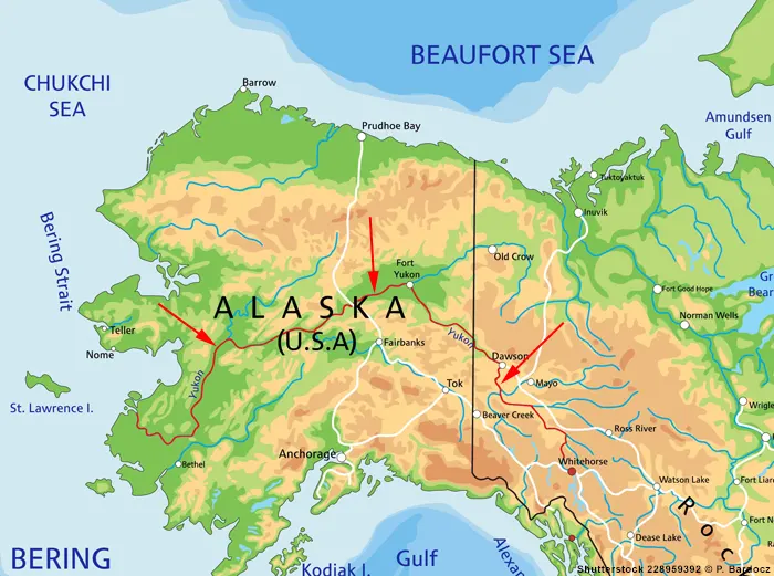 Landkarte von Alaska und Nordwest-Kanada