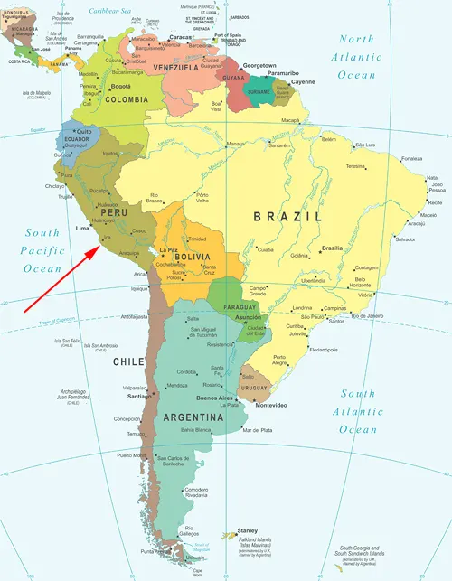 Landkarte von Südamerika - Peru