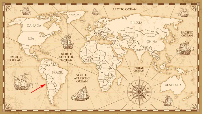 Landkarte der Welt - Südamerika