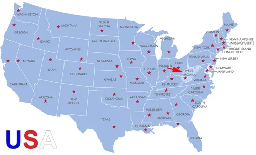 Landkarte USA - West Virginia