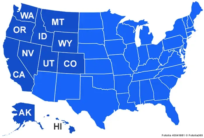 Landkarte USA - Westliche Staaten